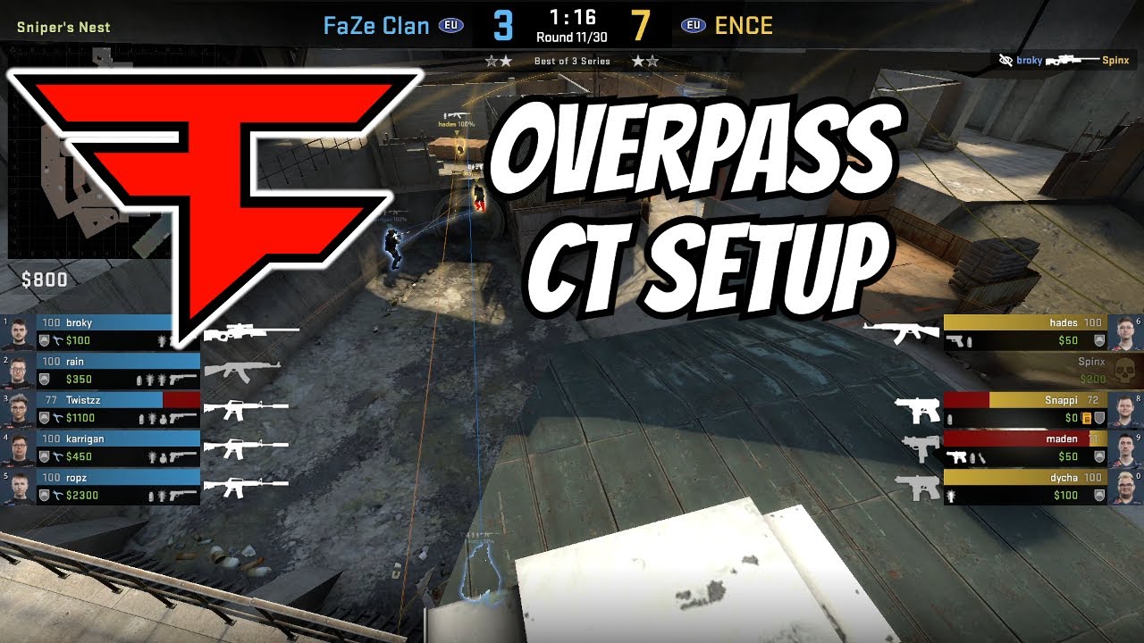 CS:GO Tactic - FaZe Overpass CT Setup