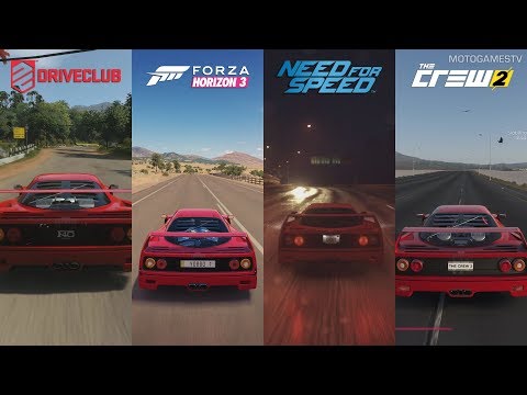 DriveClub vs Forza Horizon 3 vs Need for Speed 2015 vs The Crew 2 - Ferrari F40 Sound Comparison