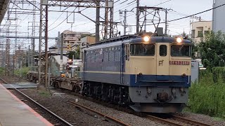 【伊豆箱根鉄道甲種介在車返却回送】JR貨物 EF65 2080号機+介在車コキ3B 臨貨[9074レ] 東京タ行 小田栄駅通過！