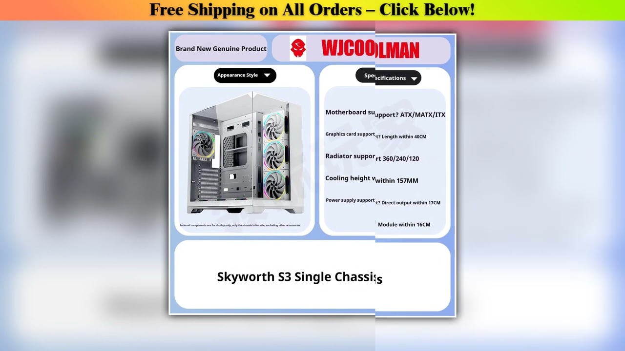 WJCOOLMAN Skyline S3 Three-sided Glass Panoramic Sea View Room Computer Case Supports 360 Degree