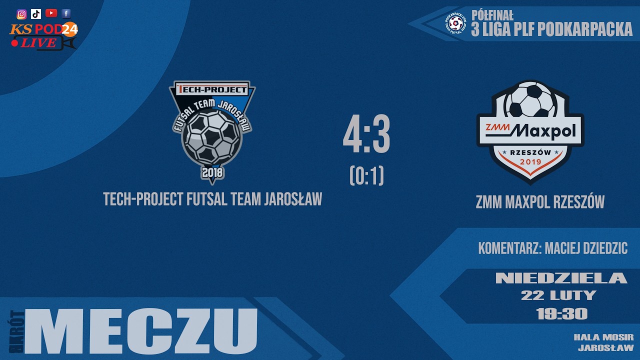 [2026-02-22] 🔶📺 SKRÓT MECZU ⚽TECH-PROJECT FT Jarosław 🆚ZMM MAXPOL Rzeszów