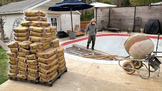 Mixing 80 Bags of Concrete Solo – DIY Pool Baja Shelf Flat Pour