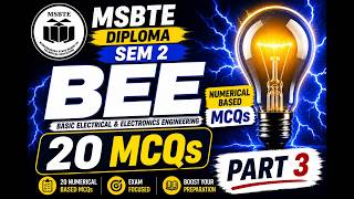 BEE Numerical MCQs 🔥 | 20 Important Numerical Questions | Part 3 | SEM 2 | MSBTE diploma