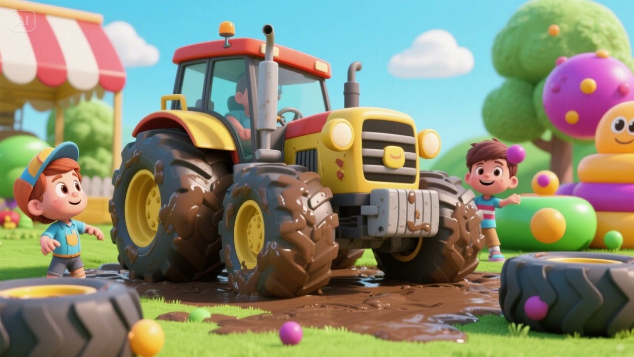 Bouncy Tires Bounce Again (Big Muddy Tractor) | Farm Vehicle Song for Kids