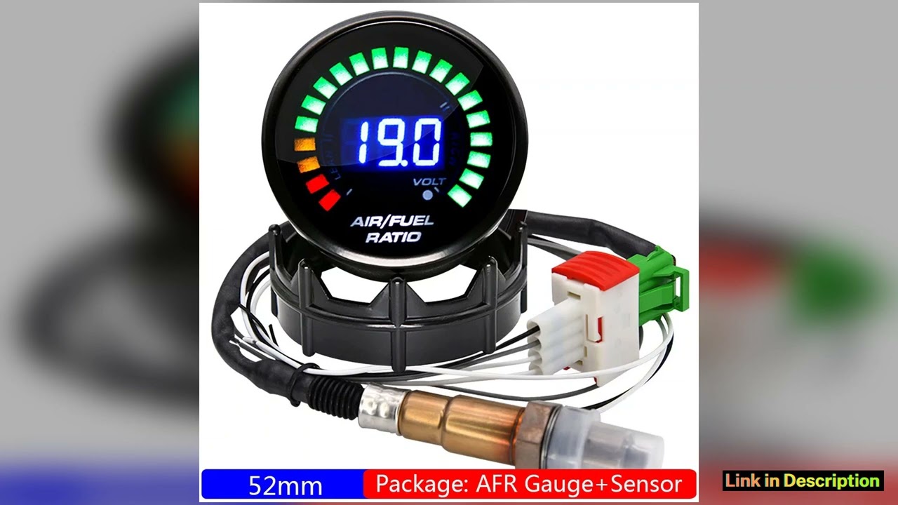 52mm Air Fuel Ratio Gauge Digital AFR Display Narrowband O2 Oxygen Sensor 0258006028 Smoked Car