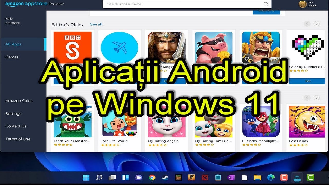 Instalare aplicații Android pe Windows 11 - YouTube