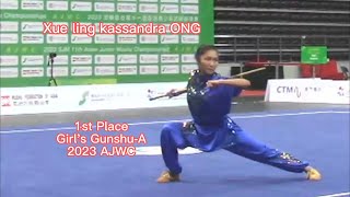 Xue ling kassandra ONG, 1st place, Gunshu Girl's-A, 11th AJWC 2023#wushu #gunshu#kungfu#martial arts