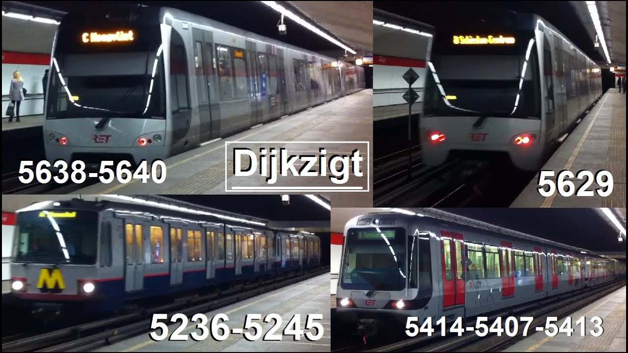 RET metro bijzondere ontmoeting: SG3 (C Hoogvliet) + 2x-Type T & enkel SG3 + Combi SG2/1 op Dijkzigt