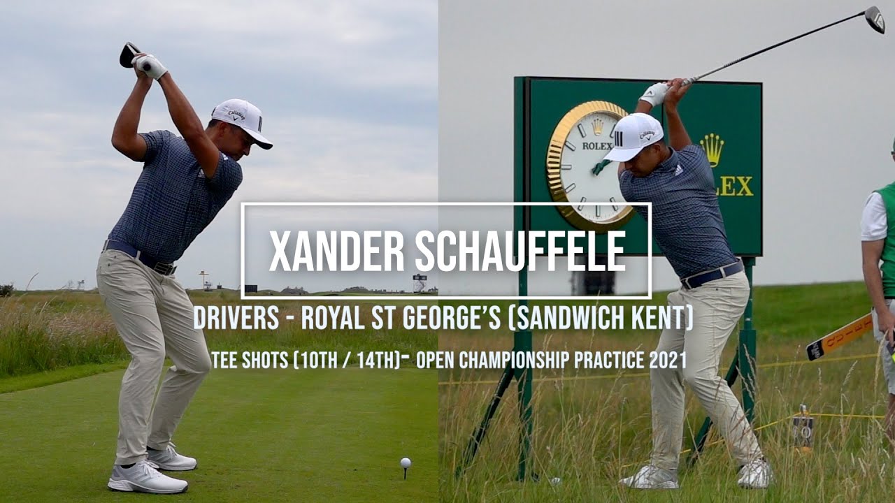 Xander Schauffele Golf Swing Drivers (DTL & front views) Royal St