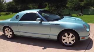 HD VIDEO 2002 FORD THUNDERBIRD CONVERTIBLE METALLIC BLUE FOR SALE INFO WWW SUNSETMOTORS COM