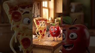 "Unexpected duo, perfect harmony 🤖🍕🍎”