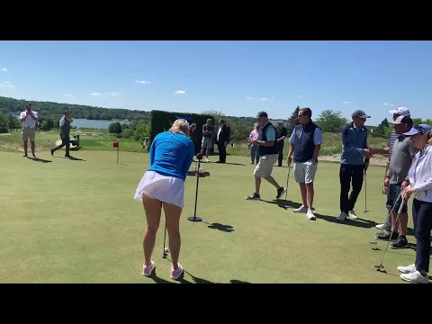 Watch now: Pro golfer Paige Spiranac takes a putt shot on new putting course