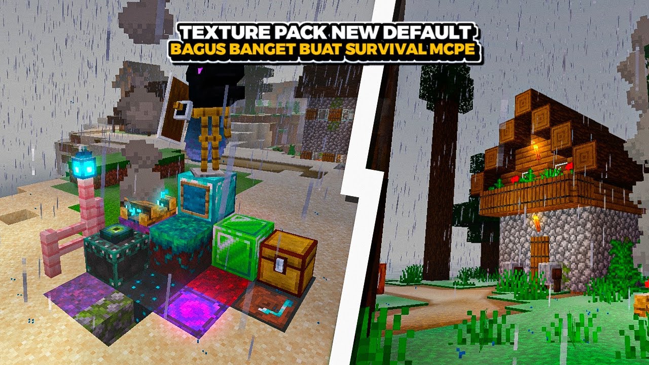TEXTURE PACK MCPE NEW DEFAULT BAGUS BANGET UNTUK SURVIVAL!!! - YouTube