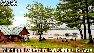 Michigan Lakefront Homes For Sale | $209k| 1+ Acre| Lakefront Log Cabins For Sale | Lakefront AirBnB