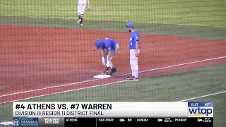 Warren defeats Athens in district final behind complete game shutout from Tate Jonas