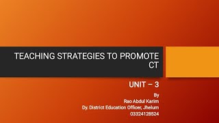 8611 Unit 3 | Critical Thinking and Reflective Perspective