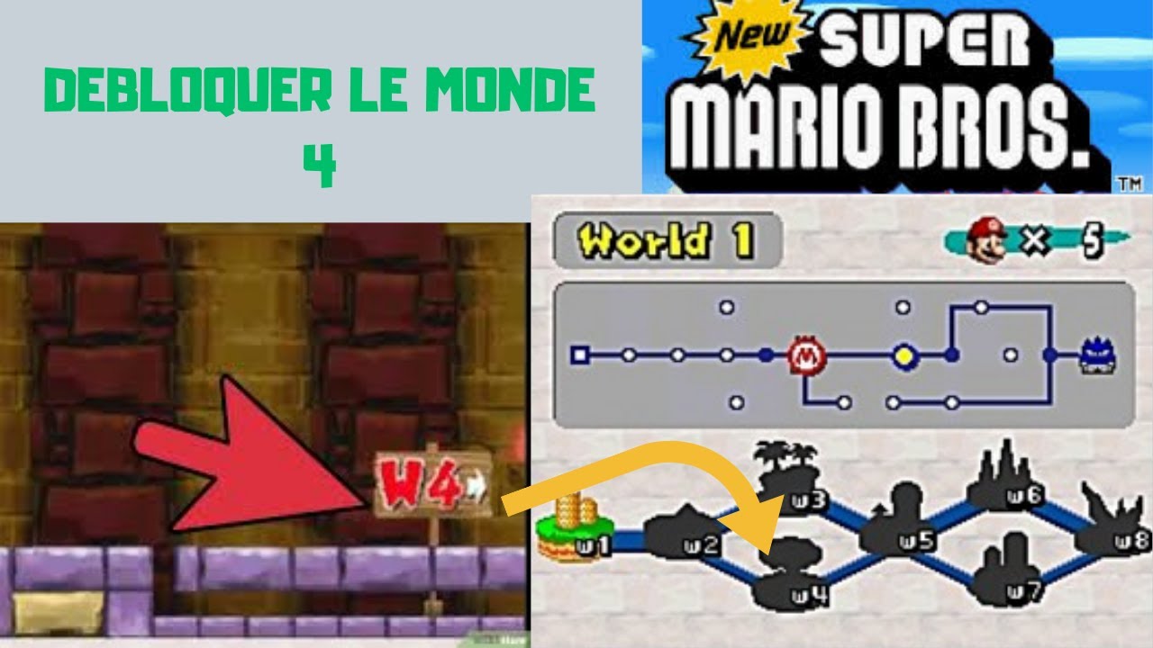 Soluce : Comment accéder au monde 4 de New super mario bros 🍄❔