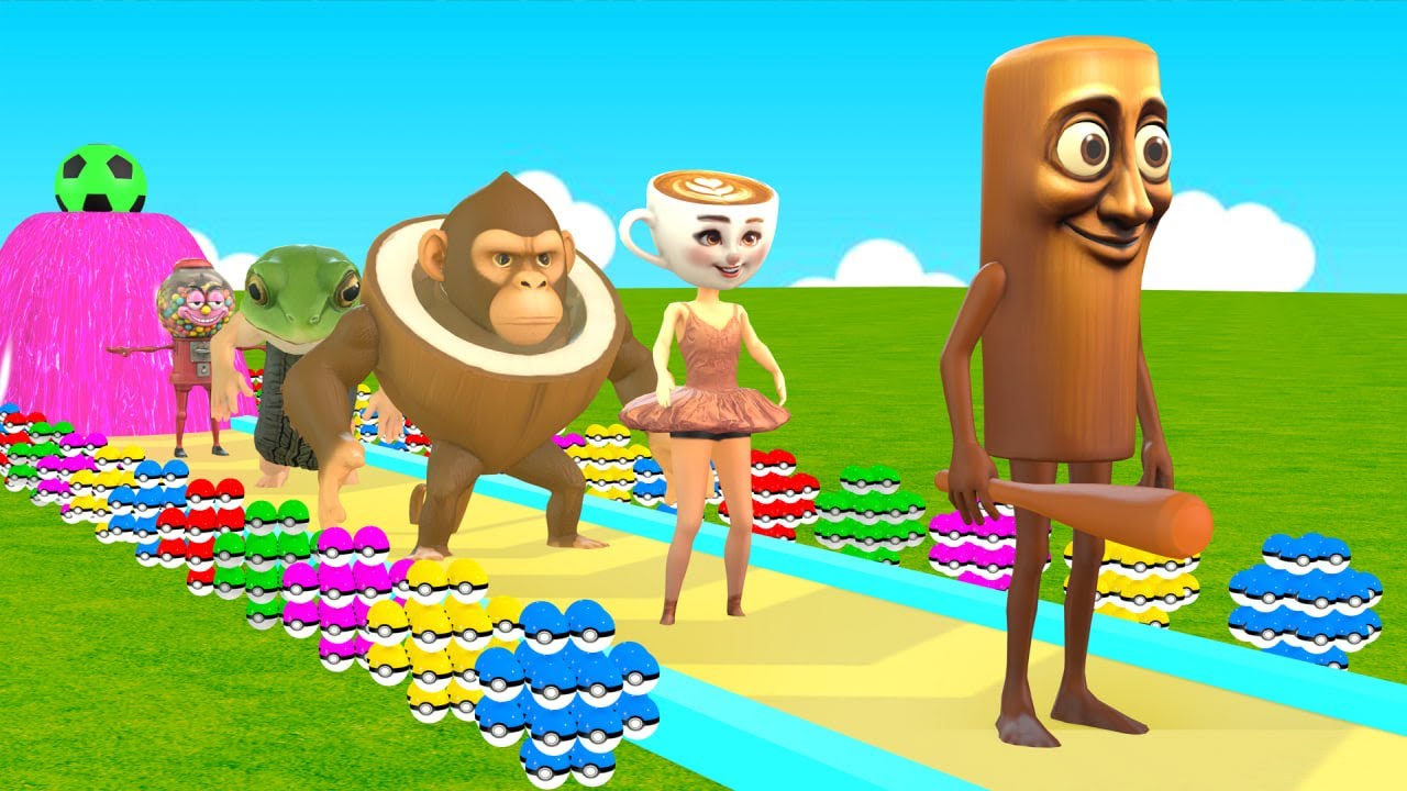 Long Slide Game With Cow Elephant Gorilla Hippopotamus Tiger 3d Animal Game Funny 3d Animals