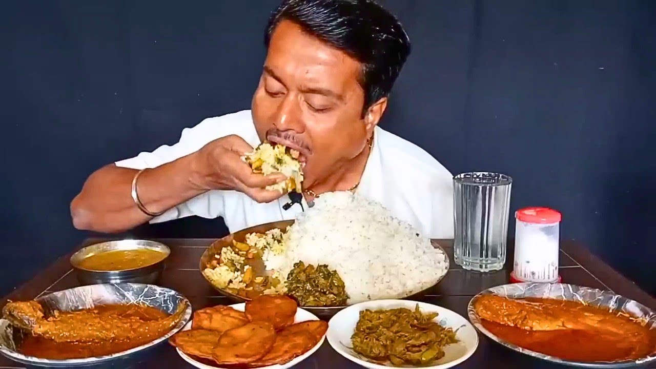 😋Pabda Macher Tel Jhal🐟, Tengra Macher Jhal🐟, Macher Matha Kochu Shak Ghonto🐟, Mix Shak Bhaja🤤 Asmr