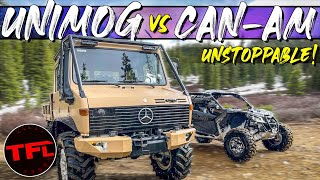 Mercedes Unimog vs Can-am Maverick vs Rocky Mountains - One Gets Stuck, The Other One Keep Going!