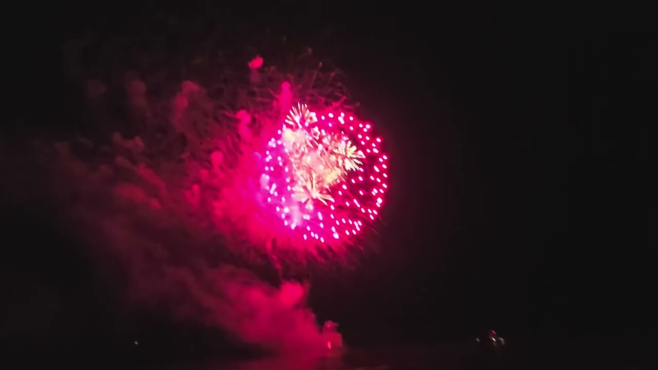 Cape Girardeau, MO - Fireworks between a river and a train