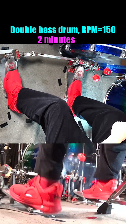 Double bass drum BPM=150 2minutes 16th notes No trigger ダイエット？笑 #drums #loseweight  #drumlessons