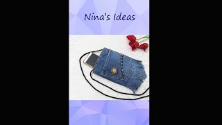 DIY Make Small Bag Purse From Old Jeans In 10 Minutes No Sew - Festival Bag Recycling