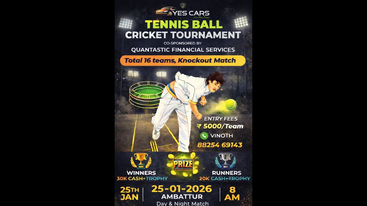 YES CARS PRESENTS TENNIS BALL CRICKET TOURNMENT || 2026