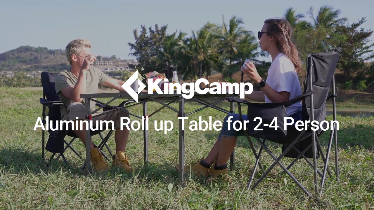 70 × 70 × 69 cm KingCamp Folding Aluminium Table Roll-Top Lightweight Portable Stable Compact and Easy Transport for Camping Outdoor Picnic Vacation 