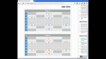 Drag and drop table content plus animation