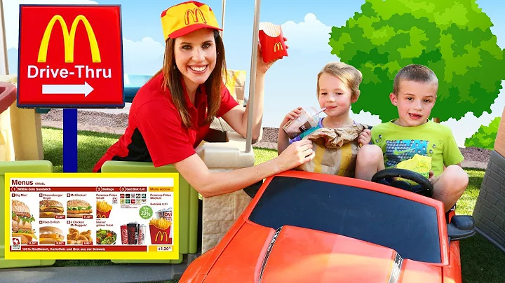 NEW - McDonalds DRIVE THRU PRANK Taco Bell Steals Food Pretend Play Power Wheels