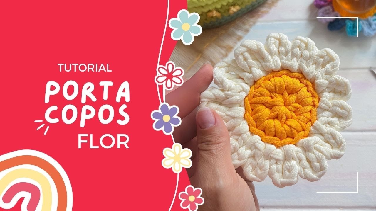 Porta Copos em Crochê | Descanso de xícara - Flor @EliGomides