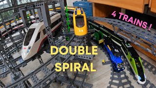 Lego Train #6 Three Level Track with Double Spiral 4 Trains and MOC Forest