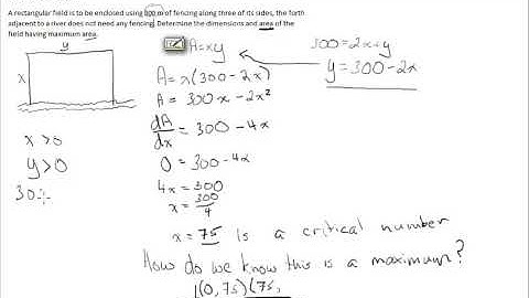 Optimization Problem area of a rectangle