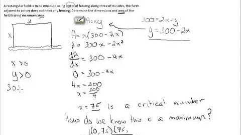 Optimization Problem area of a rectangle