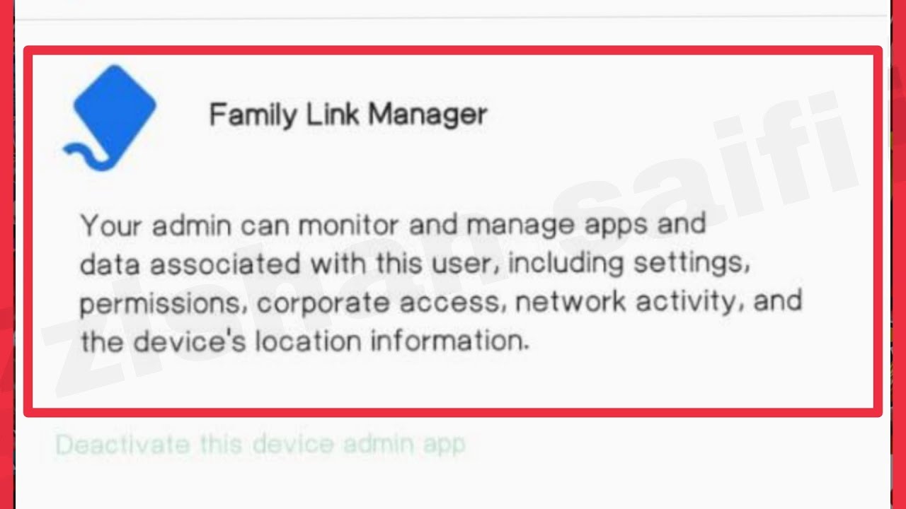 How To Fix Family Link Manager Deactivate this device admin app & Solve ...
