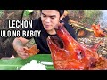 OUTDOOR COOKING | LECHON ULO NG BABOY (ROASTED WHOLE PIG'S HEAD) | MUKBANG