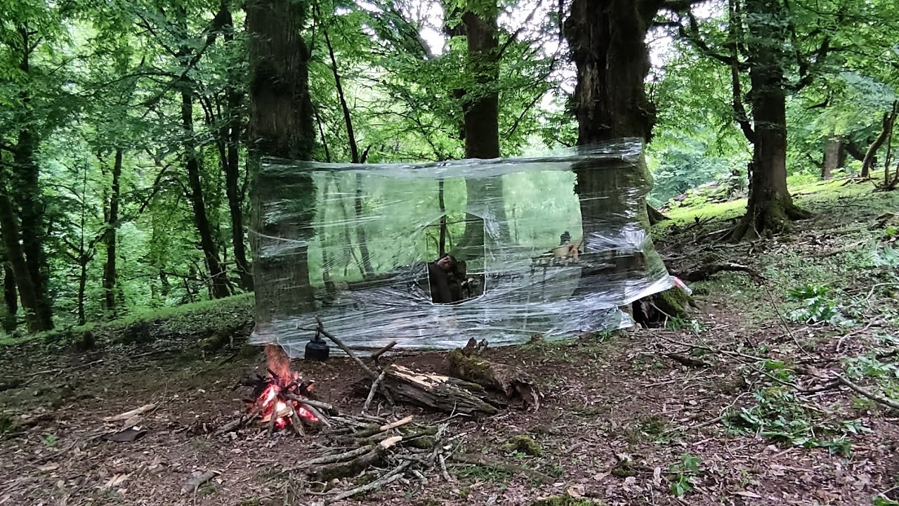 Stay in Plastic Wrap Survival Shelter Far Away in Middle Of the Forest