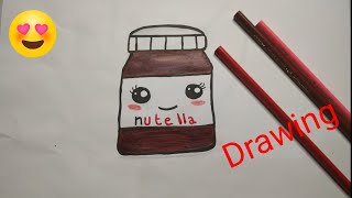 #drawing ,How to Draw a cute nutella,رسم سهل تعليم رسم نوتيلا كيوت خطوة بخطو@ArtsDrawinglati