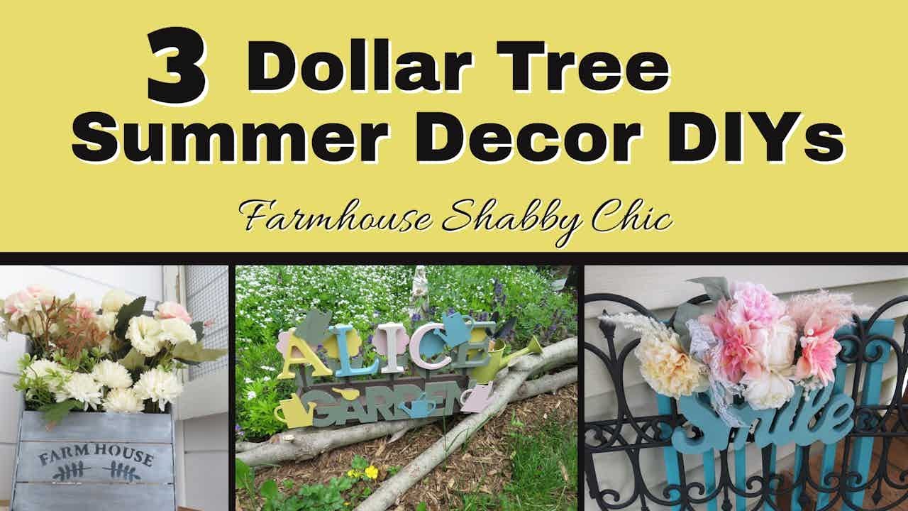 3 Farmhouse Shabby Chic Summer Decor DIYs~DOLLAR TREE DIYs - YouTube