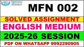 MFN 002 solved assignment 2025-26 in English || mfn 002 solved assignment 2026 || mfn2 2025-26