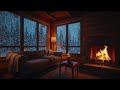 Relaxing Winter Cabin | Soft Fireplace &amp; Gentle Snow Sounds
