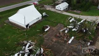 04-16-2024 Salem, IA - Destructive Tornado via Drone and Destroyed Buildings