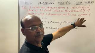 Probability Ch 14. Misc. Ex.  Q2. (NCERT Class :XI) : 4 ￼cards are drawn from a well shuffled ••••••