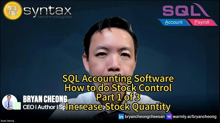 SQL Accounting Software-How to do Stock Control-Part 1 of 3-Increase Stock Quantity