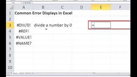 MS Excel - 2010 (Common Errors)