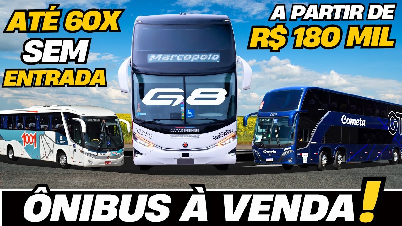 ÔNIBUS À VENDA NO GRUPO JCA EM 2025 | MARCOPOLO G8 EM 60X SEM ENTRADA CATARINENSE, COMETA, 1001