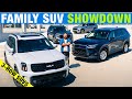 Kia telluride vs toyota grand highlander vs honda pilot vs vw atlas  3row suv comparison test