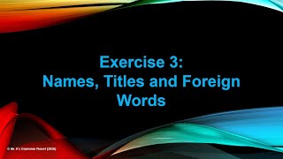 Capitalization:  Exercise 3