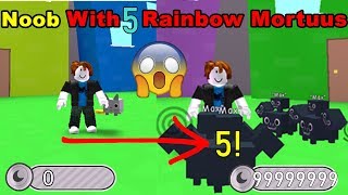 Noob With 5 Rainbow Mortuus! New Record! Unlocked All Areas In 3 Min! - Pet Simulator